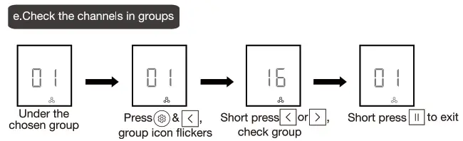 JIECANG JCHR35W2C LCD Remote Controller - Check the channels in groups
