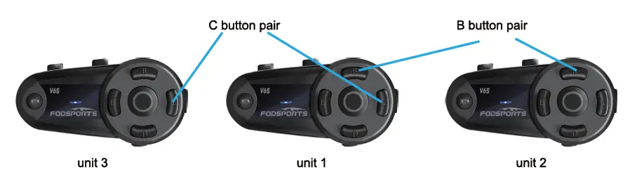 Pairing Three V6S headsets and talk