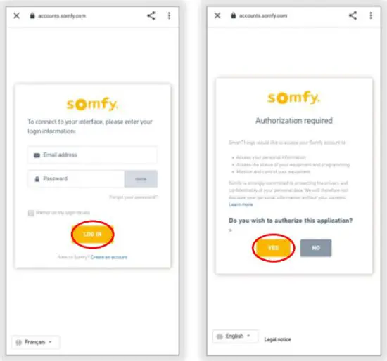sOmfy IFTTT Tahoma RTS Zigbee Smartphonr and Tablet -Enter the TaHoma