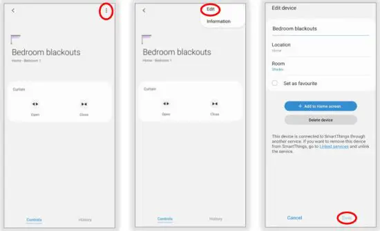 sOmfy IFTTT Tahoma RTS Zigbee Smartphonr and Tablet - SELECT the Device
