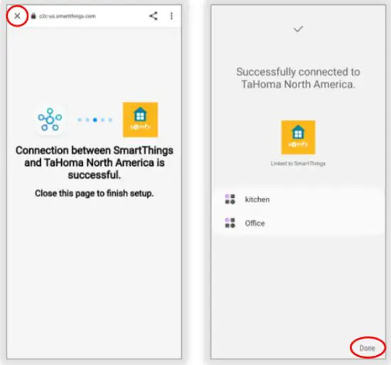 sOmfy IFTTT Tahoma RTS Zigbee Smartphonr and Tablet - The display will read