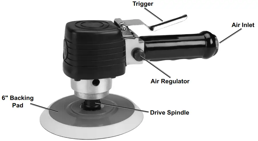 HARBOR FREIGHT PS 6250N 6 Inch Dual Action Air Sander - controls