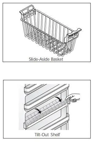Slide-Aside Basket and Tilt-Out Shelf