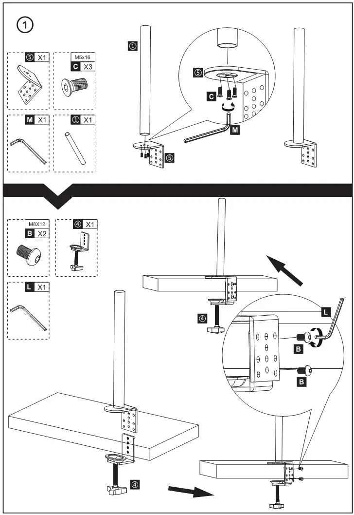LIFE Desk Monitor Support Mount - Assembly 1