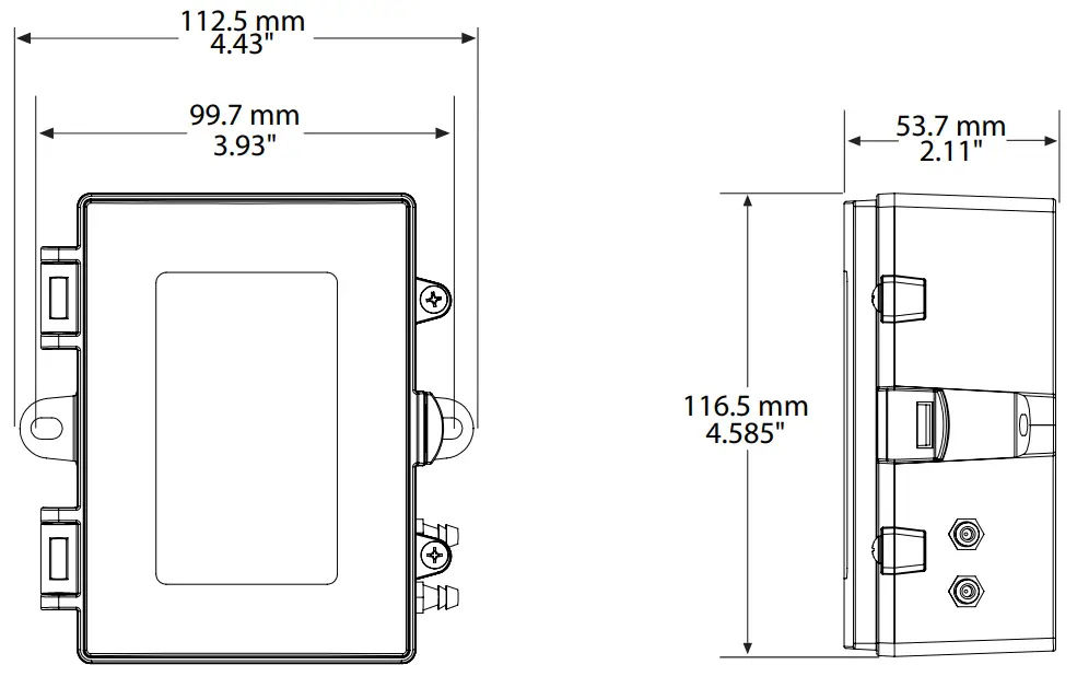 KMC CONTROLS TPE 1475 21 Space Low Pressure Transmitter - DIMENSIONS