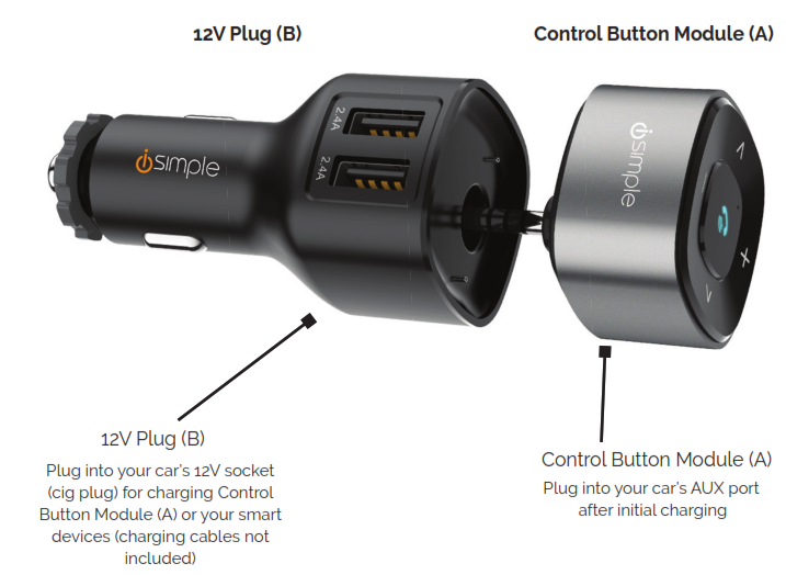 12V Plug B & Control Button ModuleA