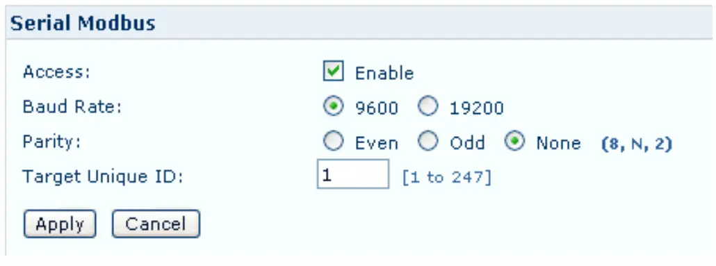 Serial Modbus Instructions