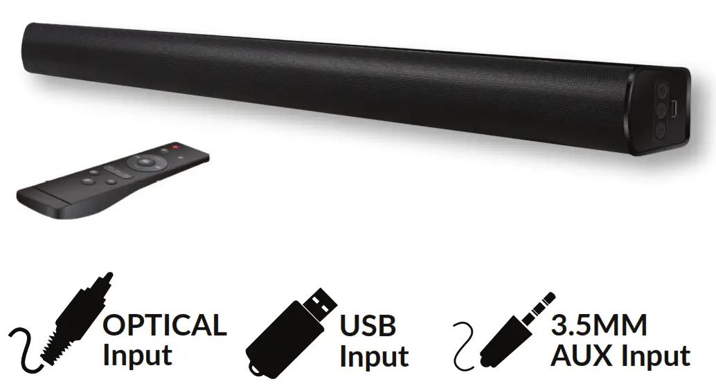 SUPERSONIC SC 1421SB 37 Inch Optical Bluetooth Soundbar
