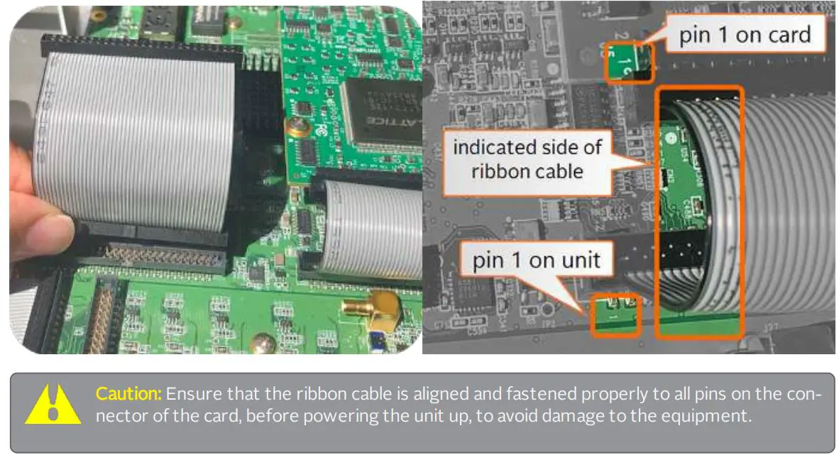 orolia SecureSync 2400 Time & Frequency Reference Solution Installation Guide - Take the supplied 50-pin ribbon cable and carefully