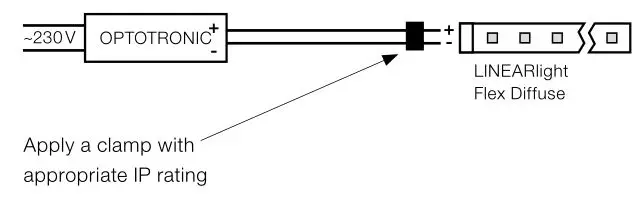 OSRAM LINEARlight Flex Diffuse LED Strip - The electrical connection between the secondary
