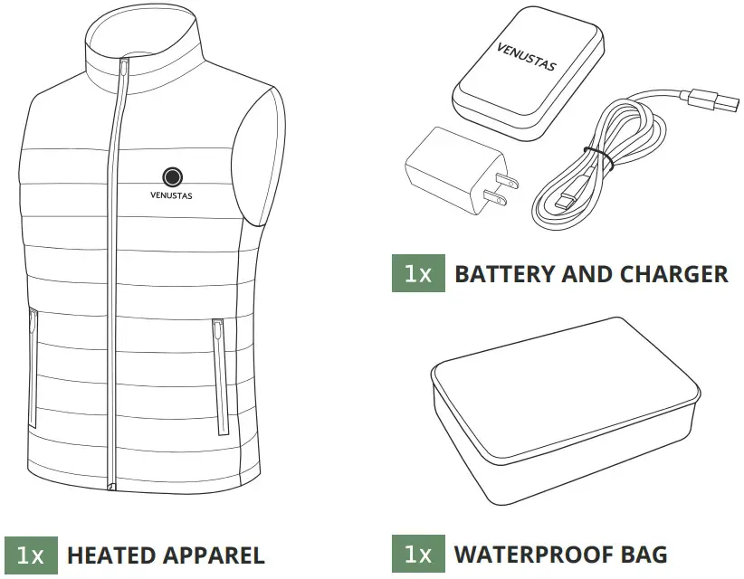 VENUSTAS EGE 10000 5V Battery Heated Jacket - FIGURE 1
