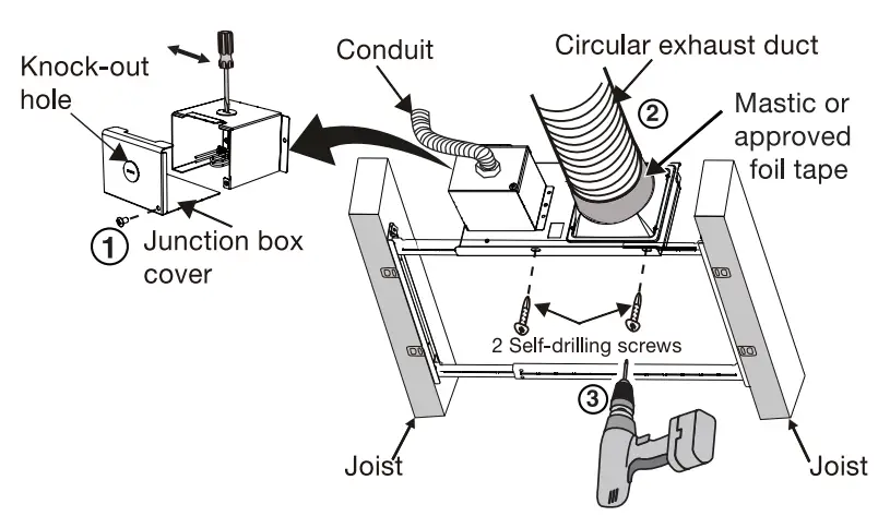 Install circular exhaust duct