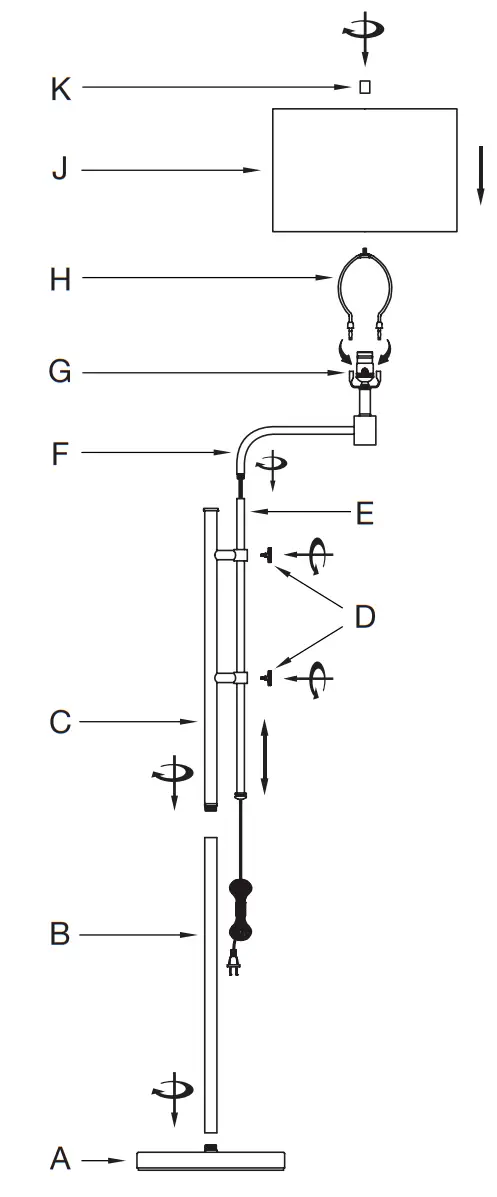 Henn Hart Adjustable Floor Lamp - PARTS INCLUDED