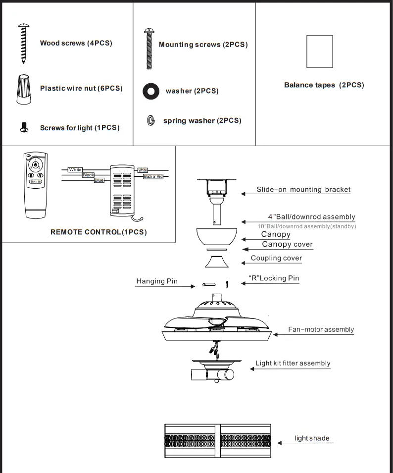 Parrot Uncle F3523110V 36 Inch Farmhouse Ceiling Fan with Lighting and Remote - fig 1