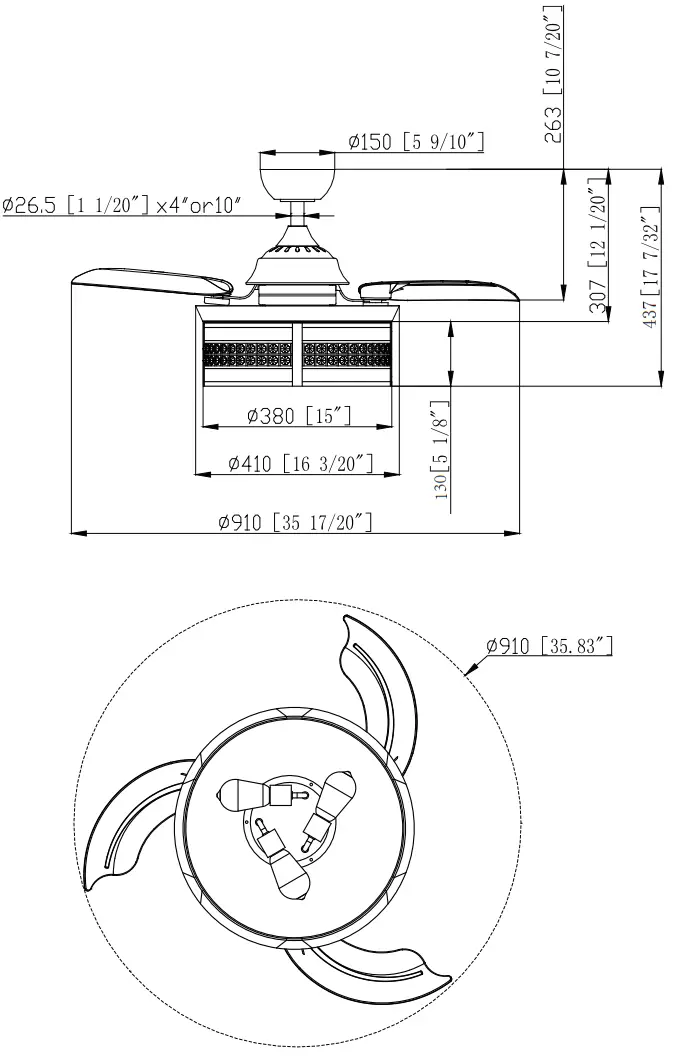 Parrot Uncle F3523110V 36 Inch Farmhouse Ceiling Fan with Lighting and Remote - fig 15