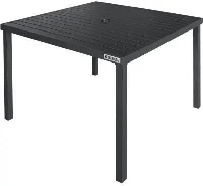 GLOBAL INDUSTRIAL 437005BK-WH 40 Inch Square Aluminum Slatted Dining Table