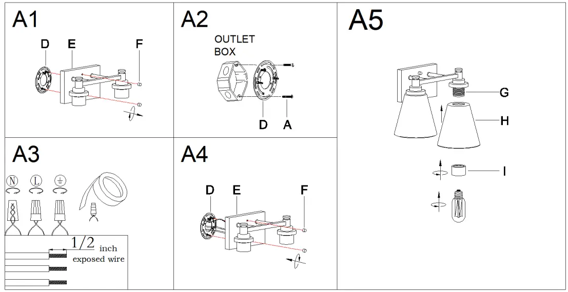 ZEVNI A04668 Belem 13 Inch Wide Black Vanity Light - Figure 3