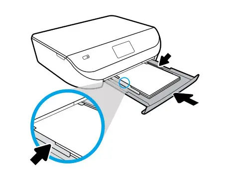Insert paper stack, adjust guides