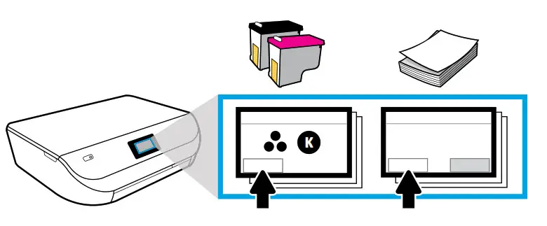 Play animations to install ink and load paper