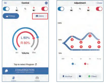Otofonix Sona Hearing Aid App- Adjustment