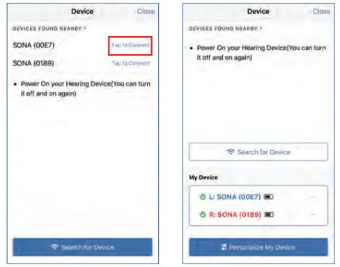 Otofonix Sona Hearing Aid App- Connect