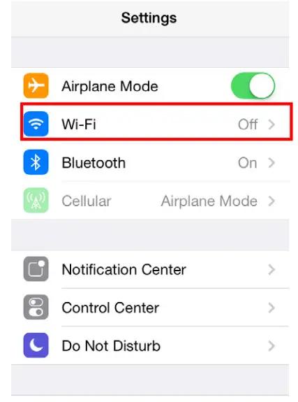 Select “Wi-Fi” iOS