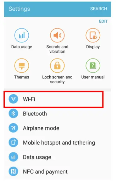 Select “Wi-Fi”