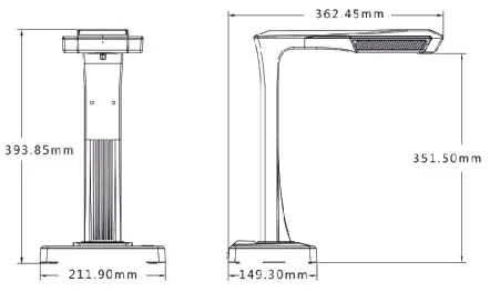 CZUR ET16 Plus Smart Book Scanner - Product dimensions
