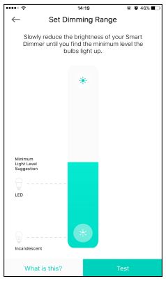 tp-link Smart Wi-Fi Light Switch Dimmer - Set dimmer range