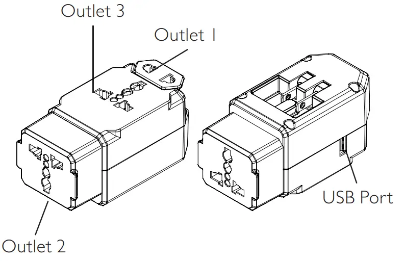 CONAIR TS238AP Multi Plug Travel Adapter with 3 Outlets & USB Port - plug