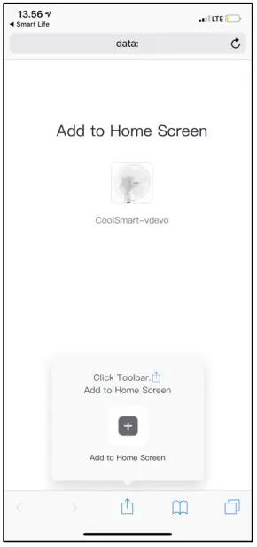 NASH Smart WIFI Stand Fan - Add device to Home Screen
