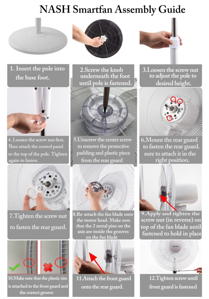 NASH Smart WIFI Stand Fan - Assembly Guide