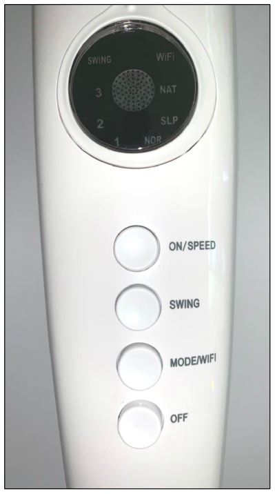 NASH Smart WIFI Stand Fan - Control Panel Layout