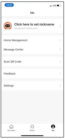 NASH Smart WIFI Stand Fan - “Me” page