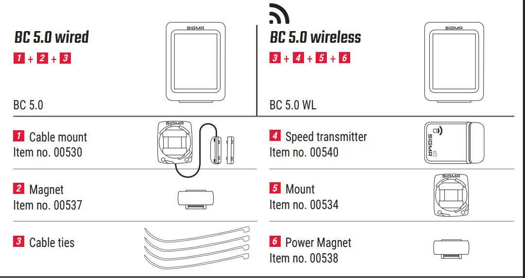 SIGMA BC 50 WR Cycling Computer Wired - fig 1