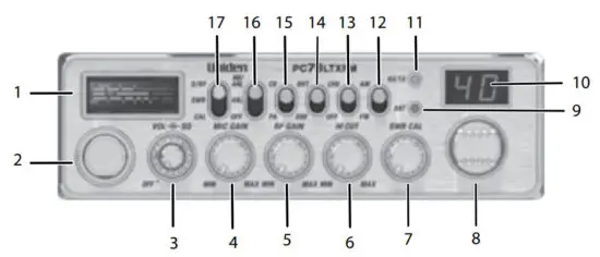 Uniden PC78LTXFM 40 Channel Trucker CB Radio - FRONT VIEW
