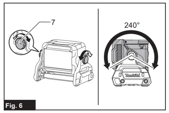 Adjusting the angle of the light