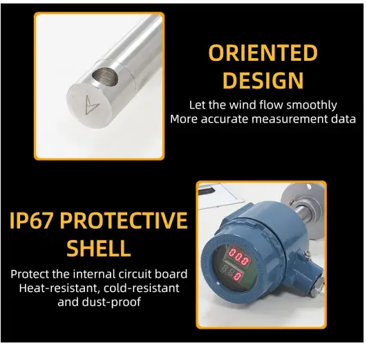 KLHA KD37M90 4-20MA High Temperature Hot Air Duct Wind Speed Sensor-fig3