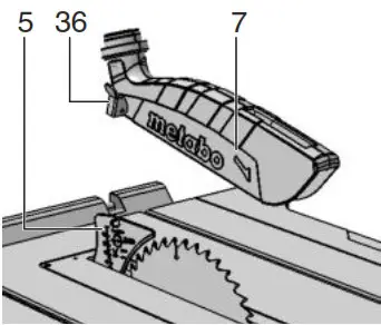 metabo TS 216 Circular Table Saw - Blade guard installation 1