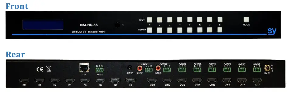 KVM Solutions SY MSUHD 88 S Y Electronics 8×8 4K HDMI 2.0 18Gbps Matrix
