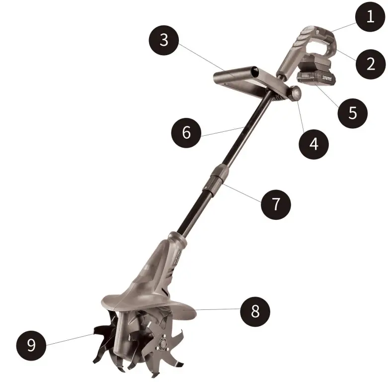 KIMO-ET1401-20V-Cordless-Tiller-Cultivator-FIG-1