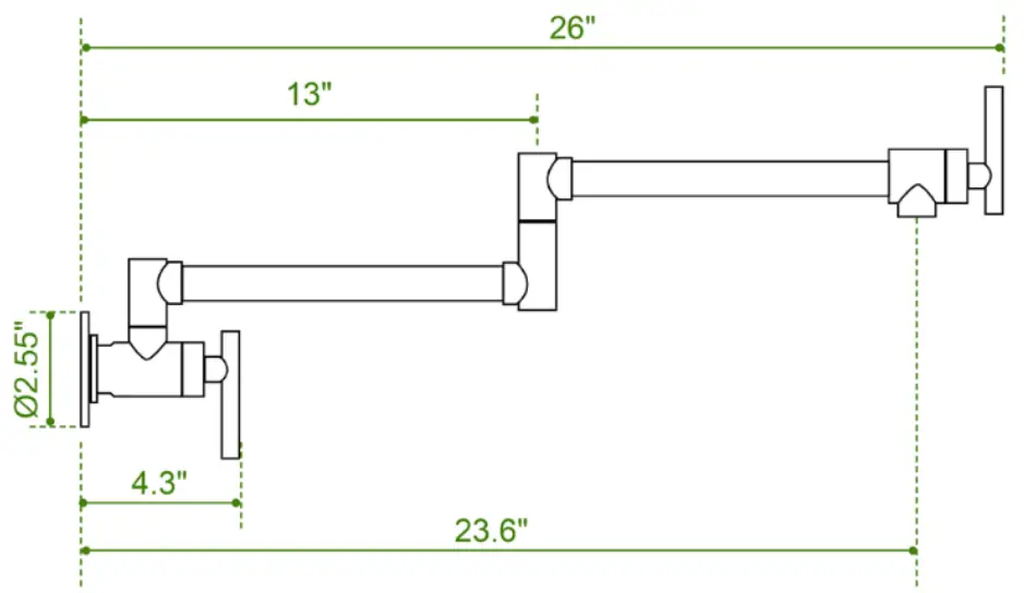 WATWAT SMD0JN220709001 Kafir 2 Handle Wall Mounted Pot Filler - fig