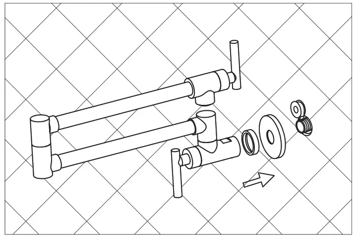 WATWAT SMD0JN220709001 Kafir 2 Handle Wall Mounted Pot Filler - fig1