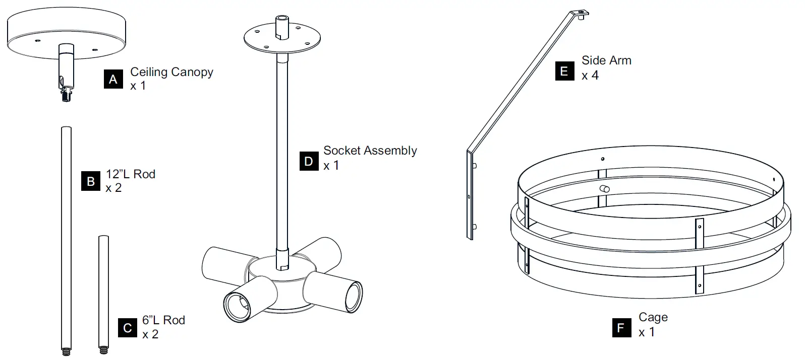 QUOIZEL GDN2820CG Gadsen 4-Light Champagne Gold Pendant 2