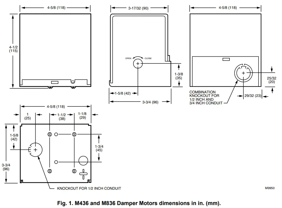 Honeywell M436A 120V Spring Return Damper Actuator-fig2