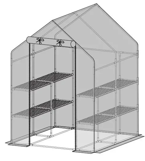 Plant Walk-in 2-Tiers 8 Shelves Greenhouse -