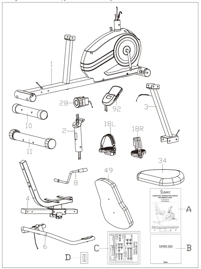 SUNNY-HEALTH-FITNESS-SF-RB422903-Essential-Interactive-Series-Recumbent-Bike-FIG 1