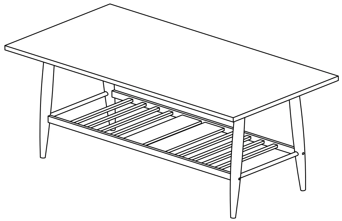 Kahomvis RYS-LKW2-951 Rectangle Wood Coffee Table