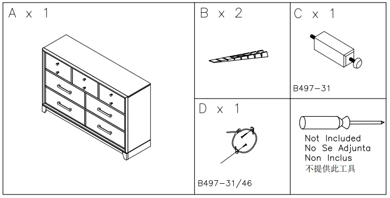 ASHLEY B497-31 Brueban 7-Drawer Dresser with Mirror 1