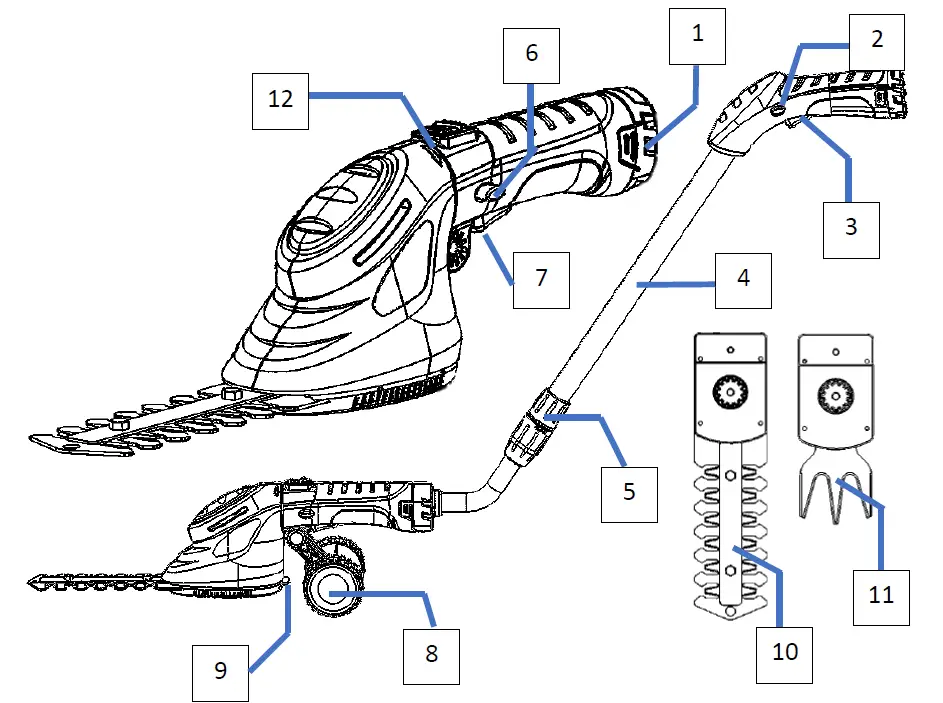 Westfalia 94 97 89 3-6 V Li-Ion Grass Shear and Hedge Trimmer 1